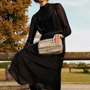 Tory Burch velvet devore midi dress black